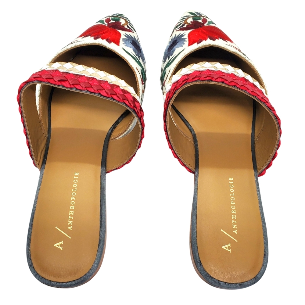BNIB Anthropologie Paz Floral Embroidered Slides - Picture 5 of 7